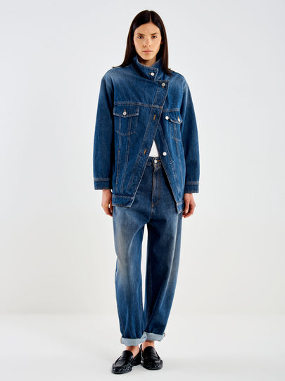 Giacca in Denim Taglio Obliquo