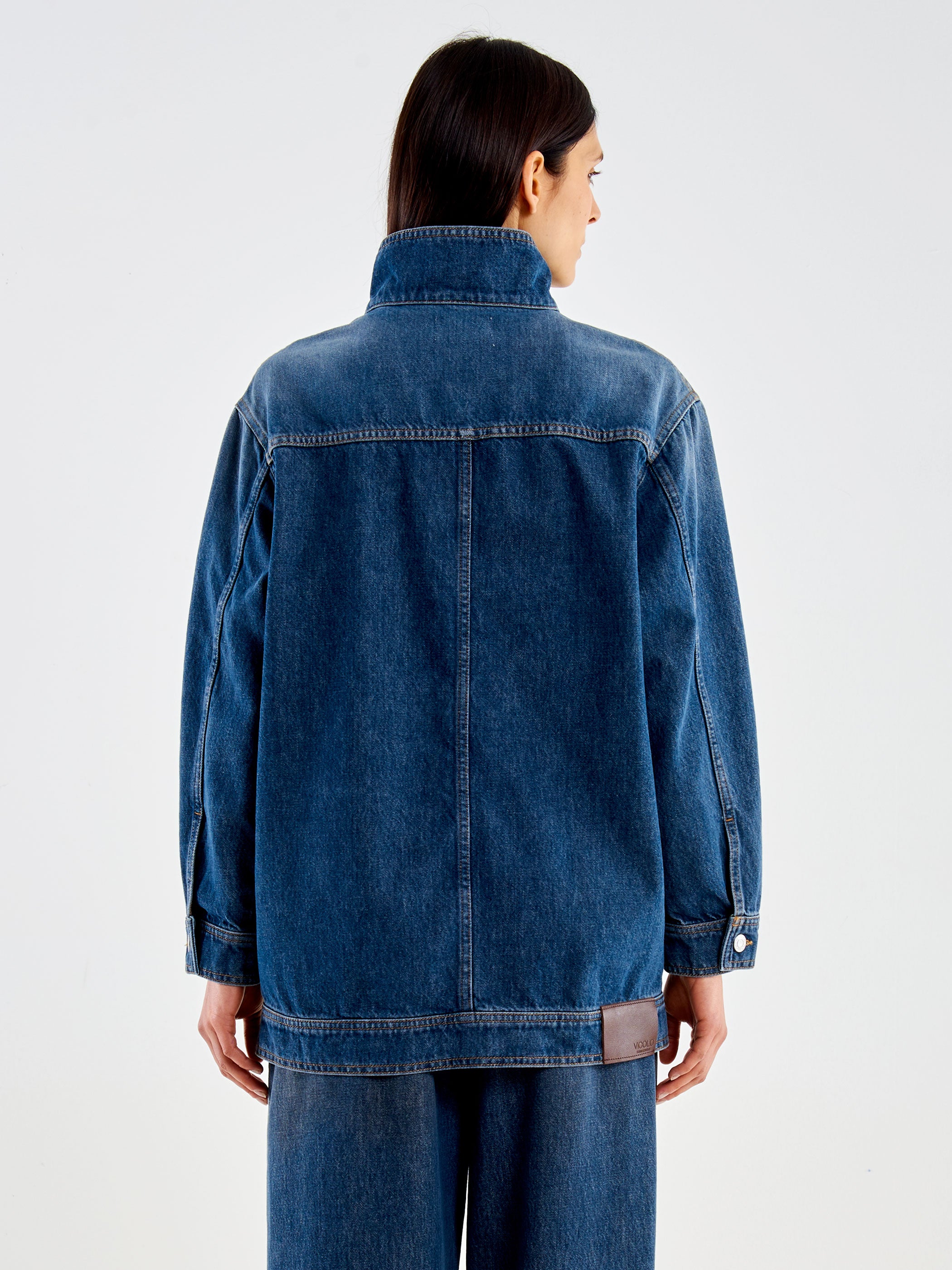 Giacca in Denim Taglio Obliquo