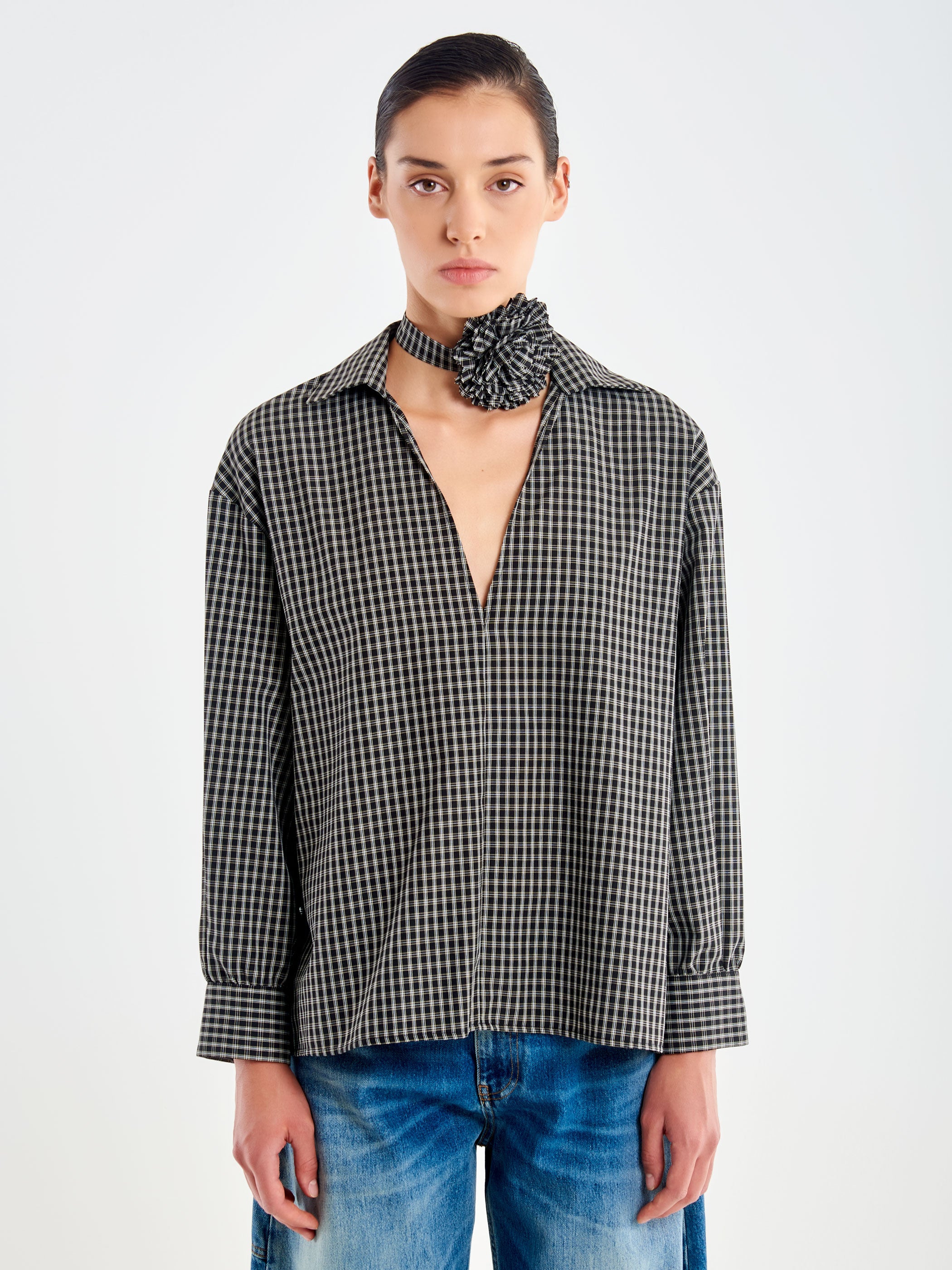 Camicia con Choker a Fiore